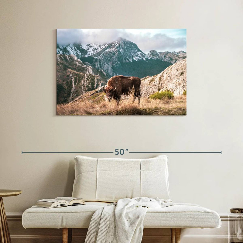 Brampt Bison Lost In The Mountains, 26" H x 39" W