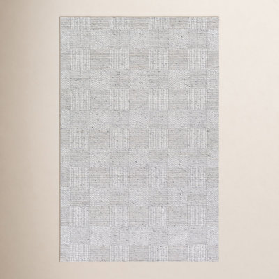 Becker Off-White Black Hand-Woven Geometric Wool Rug