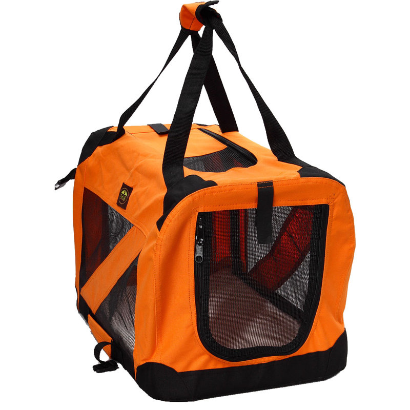  Zippered 360° Vista View Pet Soft-Sided Crate, Small (16" H x 16" W x 23" D), Orange