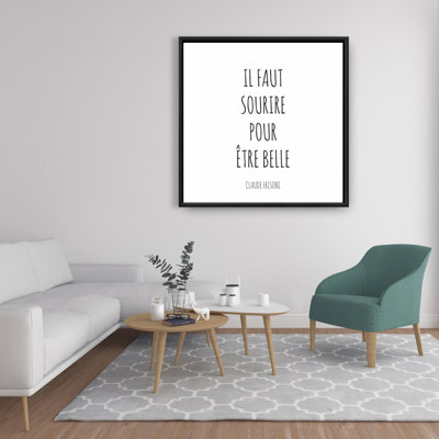 You Must Smile to Be Beautiful - Minimalist Framed Canvas Decor