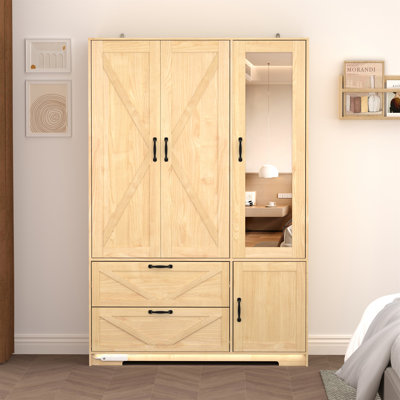 4 Doors Wardrobe Closet With Mirror