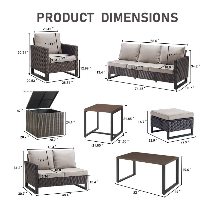 Ingvald All-Weather Wicker Outdoor Patio Conversation Set Seating Group With Lounge Chairs, Beige