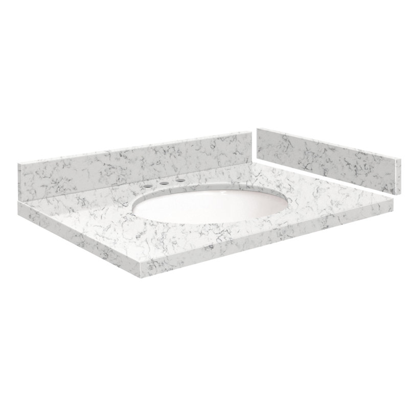 28,25 comptoir de meuble-lavabo simple avec 3 trous de robinet, Lyra