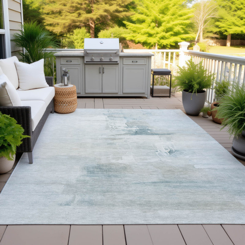 Machine Washable Indoor/Outdoor Xhevrie Sky Rug, Rectangle 2'6" x 3'10"