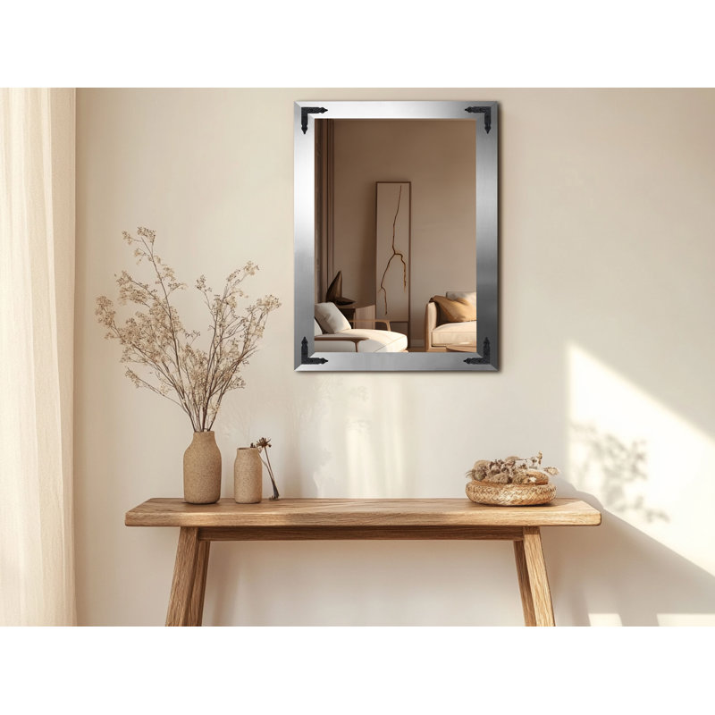 Heavner Flat Wall Mirror, 39.5" H x 29.5" W, Silver