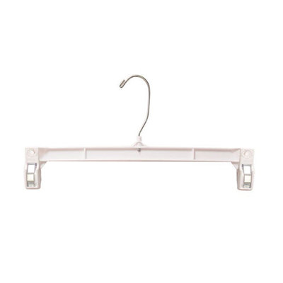 Cintres en plastique pour jupe / pantalons avec pinces pincées, crochet pivotant en métal - noir 11 po