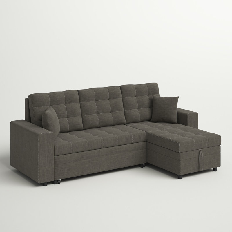 Canapé-lit et chaise longue Areliz de 88 po faisant face à la droite, Noir cendré