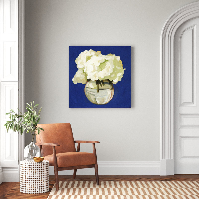 White Hydrangeas I by Emma Scarvey - Wrapped Canvas Painting, 91cm H x 91cm W