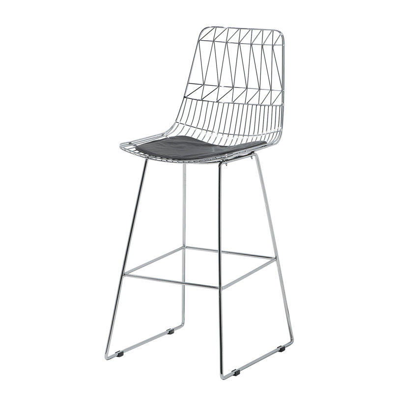Crestline Upholstered Counter Stool with Metal Frame, Silver