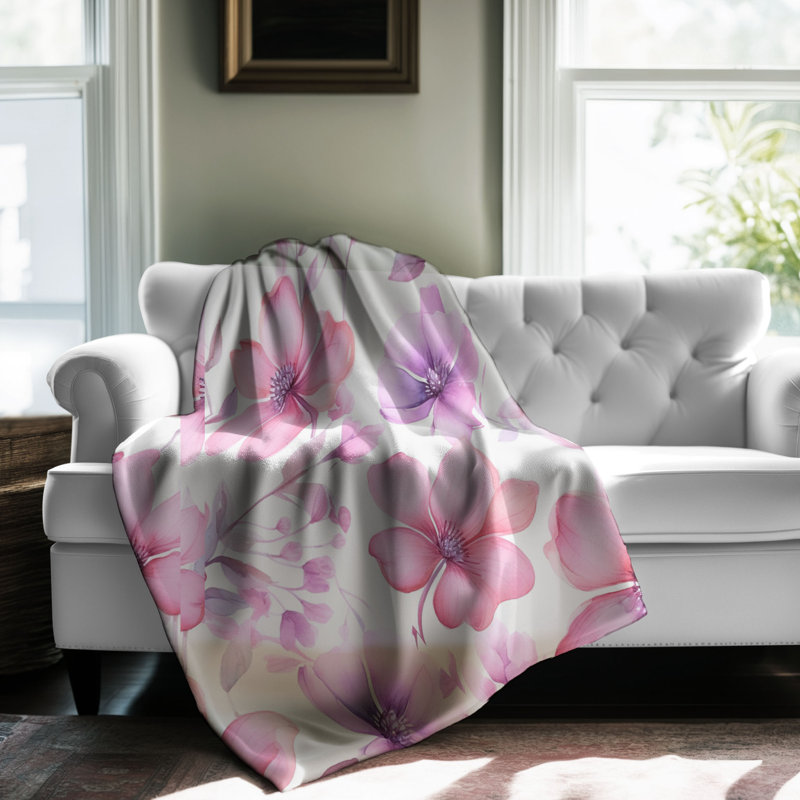 Rosy Bloom - couverture de qualité supérieure 1 pièce, Lit simple