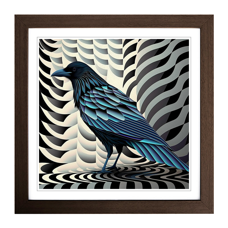 Crow Op Art - Framed Print, Walnut