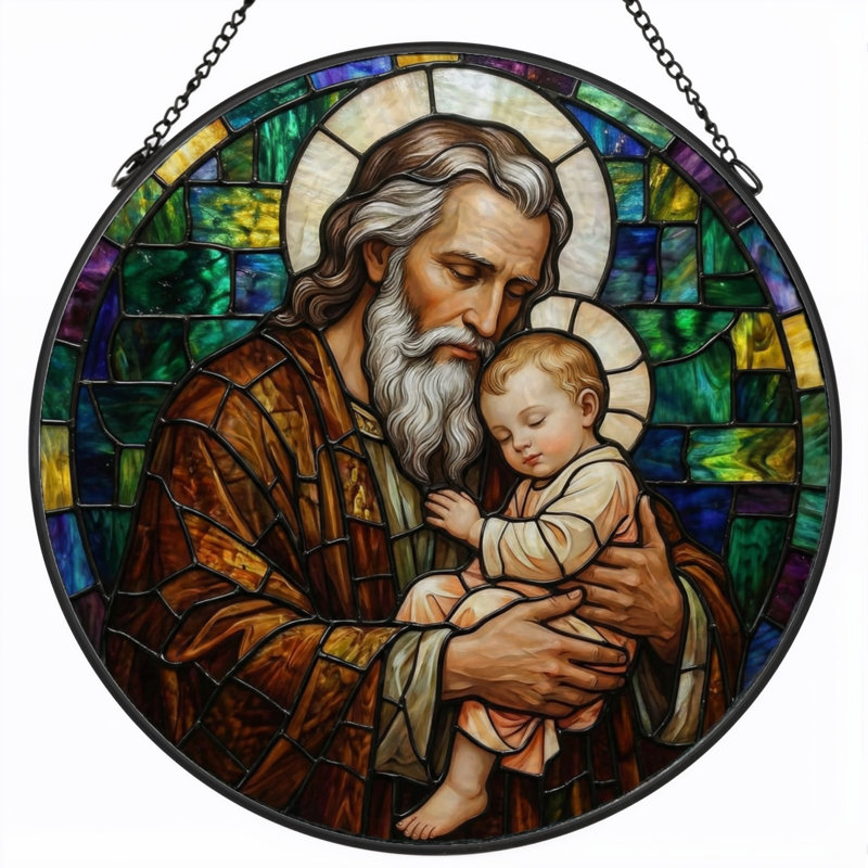 Vitrail Saint Joseph H H 12 po, H 12 po
