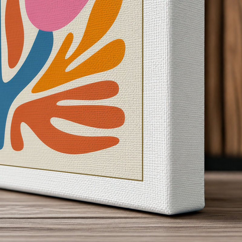 Symmetrical Bloom Botanical - Wrapped Canvas, 30x20 - 76.2 x 50.8 cm, White Border