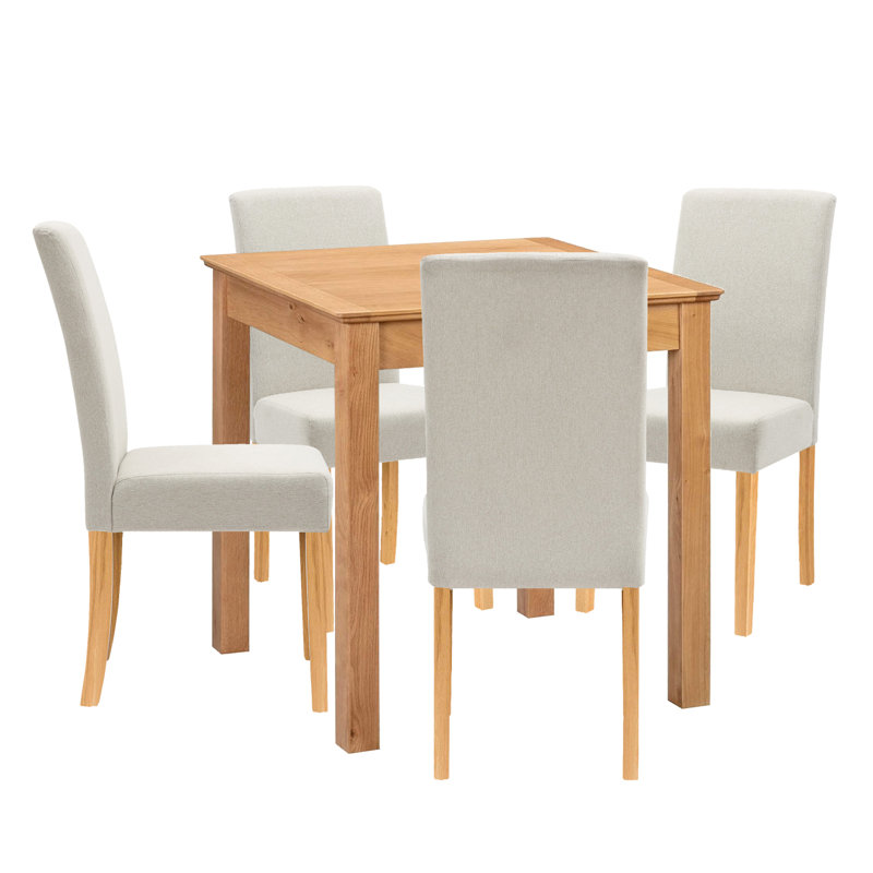 Madelynn 2 - Person Solid Oak Dining Set, 5 Pieces: 1 Table, 4 Chairs, Beige