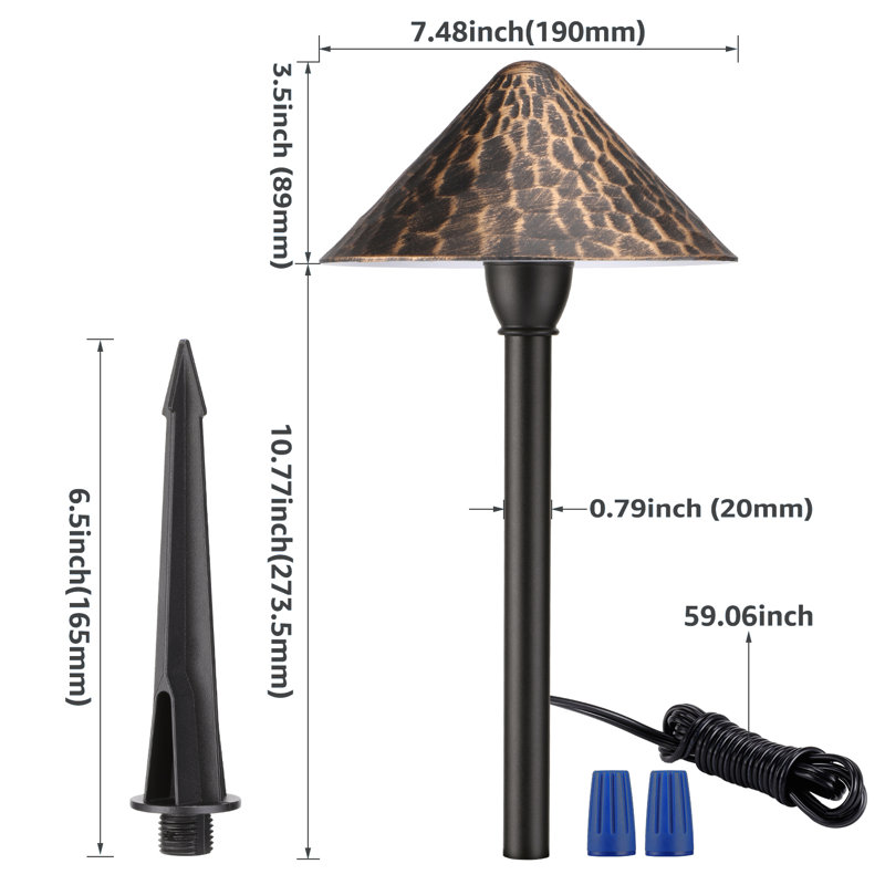 LED Pathway Landscape Light Hardwired 3000K Warm White, Gold