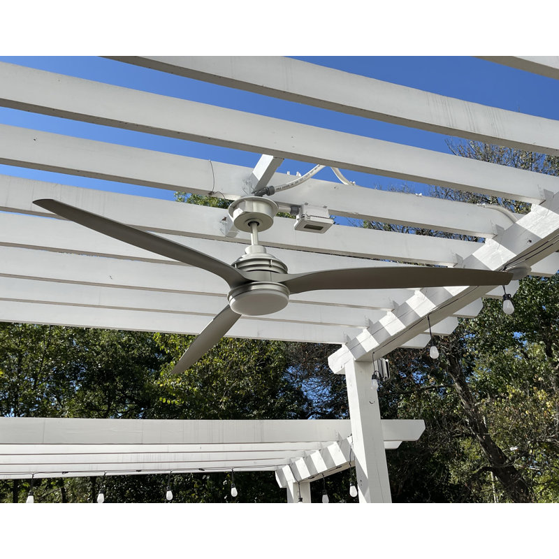 Artiste 3 - Blade Outdoor LED Propeller Ceiling Fan with Wall Control and Light Kit Included, Brushed Nickel, 72" Wide