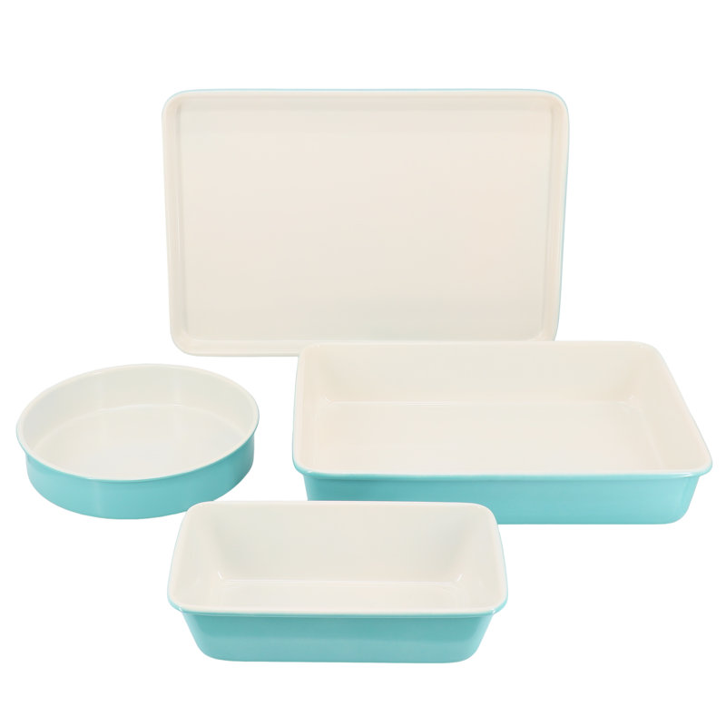 Martha Stewart Everyday 4 Piece Non-Stick Carbon Steel Bakeware Set, Teal