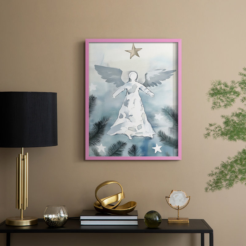 «Christmas Holiday Art XXXVII», reproduction encadrée - bois massif, H 15 po x l 12 po, Rose
