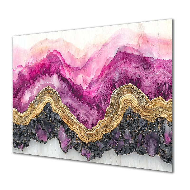 «Forest River of Amethyst Crystal II», impression murale en métal forêt, H 12 po x l 20 po