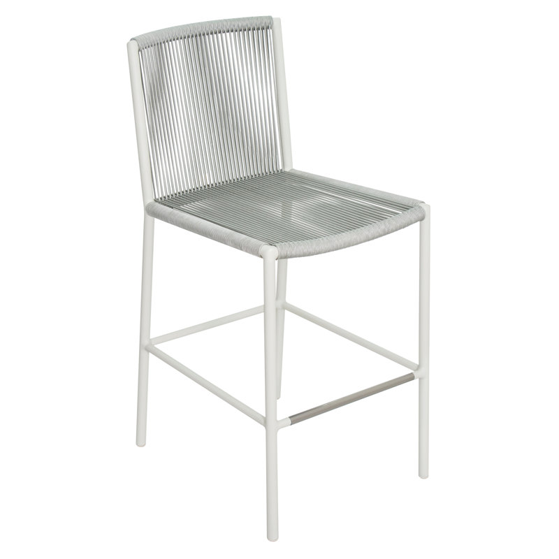 Archipelago Outdoor Bar Stool, Coconut White/Dove Gray, 26"
