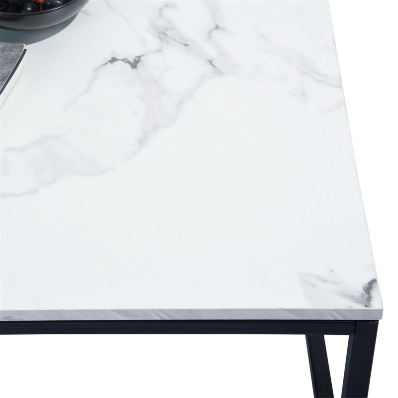 Table basse contemporaine 31,5 po, Blanc, Marbre