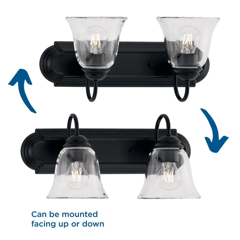 2 - Light Dimmable Vanity Light, Black