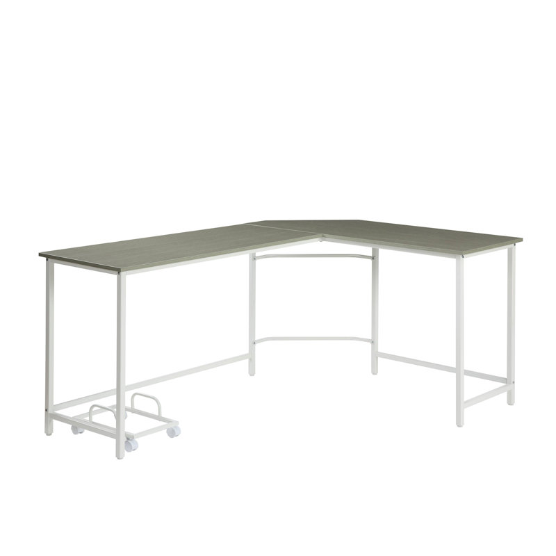 Bureau d'ordinateur à finition grise et blanche Bambina (sans la chaise de bureau), Gris / Blanc