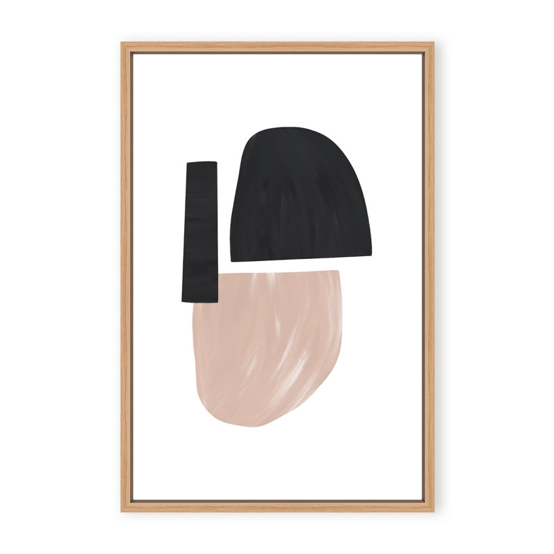 Black and Nude Abstract Shapes by Uplusmestudio - Picture Frame Painting on Paper, 36" H x 24" W x 1.125" D, White