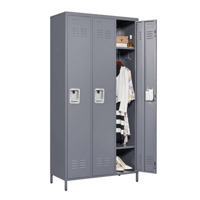 3 casiers en métal de 72 po de hauteur avec serrure pour les employés, armoire de rangement pour garage à domicile