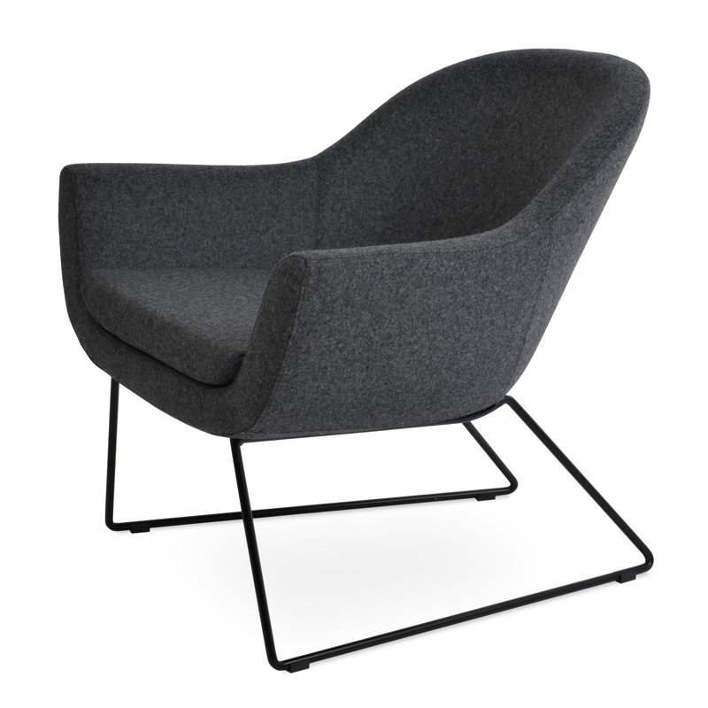 Fauteuil Madison, Noir, Laine gris foncé