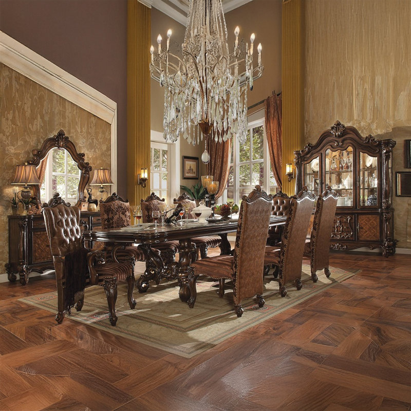 Versailles Side Chair (Set-2), Two Tone Light Brown Striped/Cherry Oak 