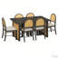 Ensemble de table de salle à manger 7 pièces avec placage en chêne patiné et chaises en rotin pour des réunions de famille confortables-989412881