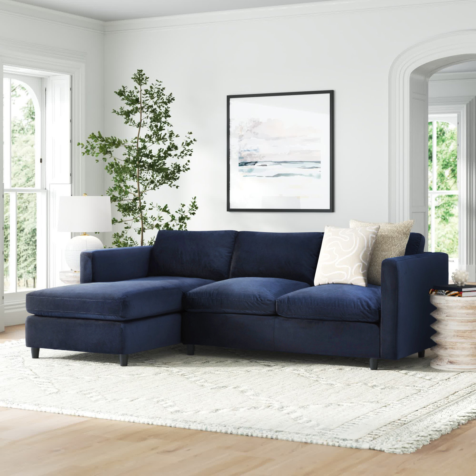 Fleetwood Velvet Modular Sectional, Indigo Haven Performance Velvet
