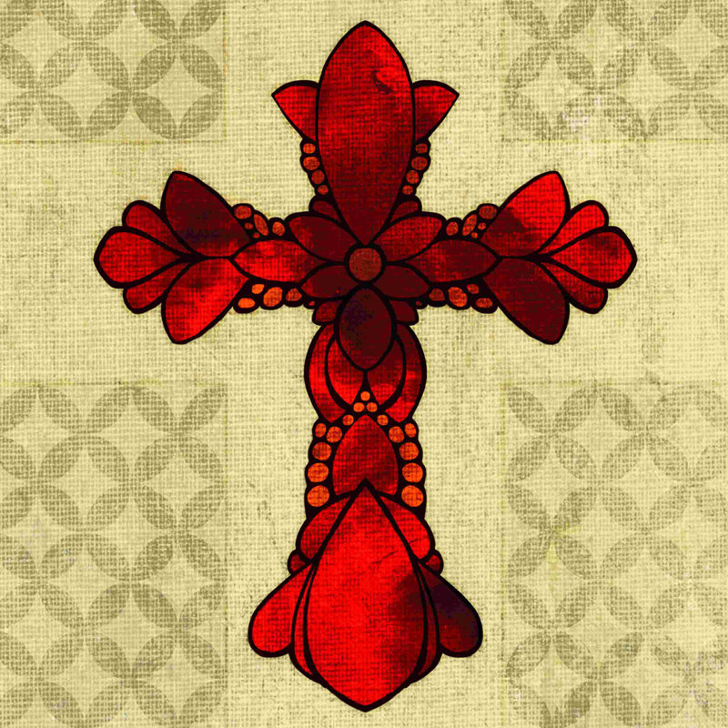 «Red Cross Glory», reproduction sur toile tendue, H 12 po x l 12 po
