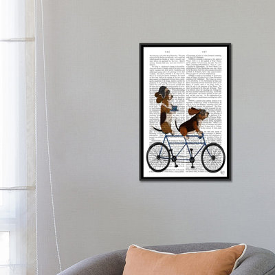 Impression sur toile tendue Fab Funky «Basset hound tandem on print fond»
