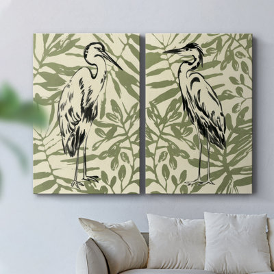 Rétro Parlor Heron III - Toile tendue avec châssis de qualité supérieure - Prêt à être accroché