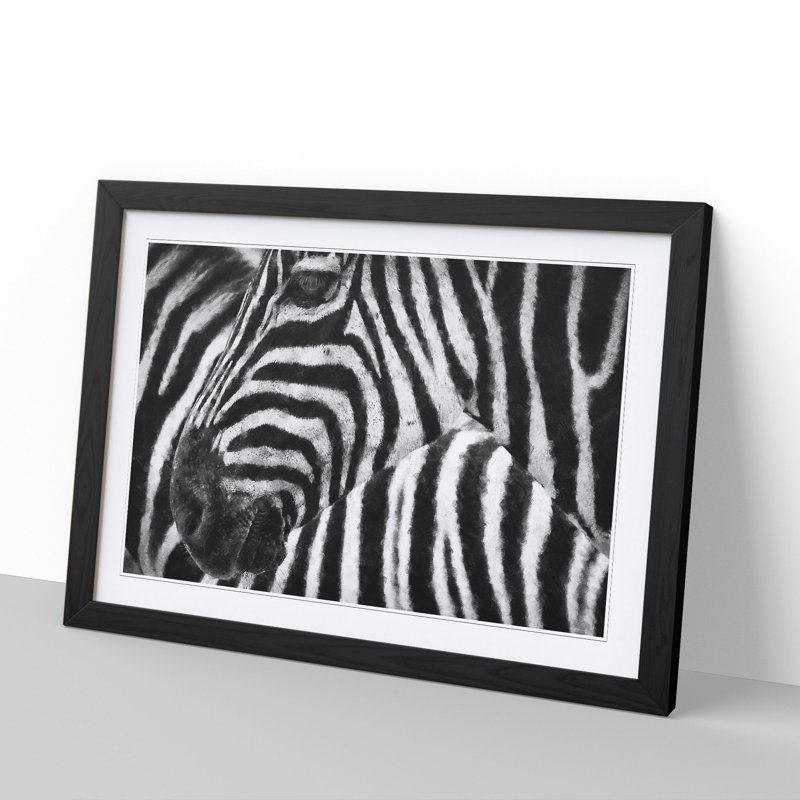 Zebra Vol.2 - Picture Frame Painting, 36cm H x 48cm W x 2cm D, Black