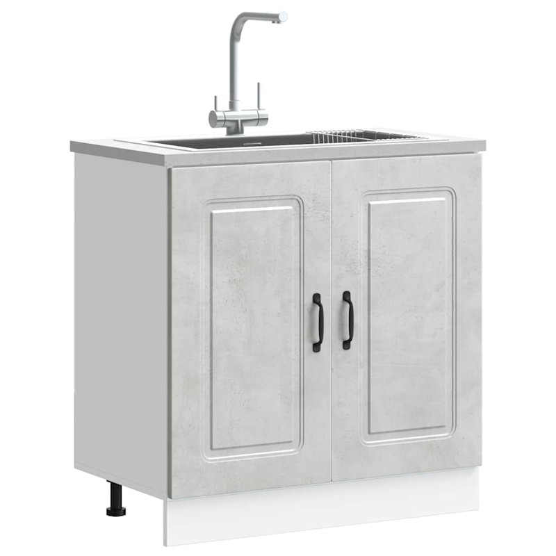 Sink Base Cabinet Kalmar 80X46x81.5 Cm Engineered Wood, Concrete Grey