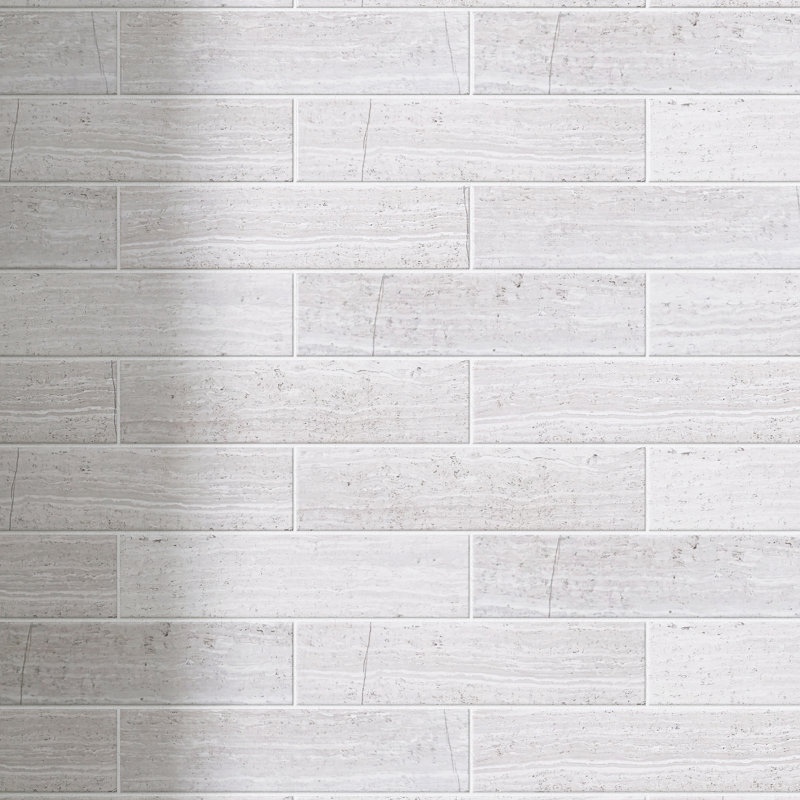 Natural 1.89" x 8" Marble Look Wall & Floor Tile, Wooden White