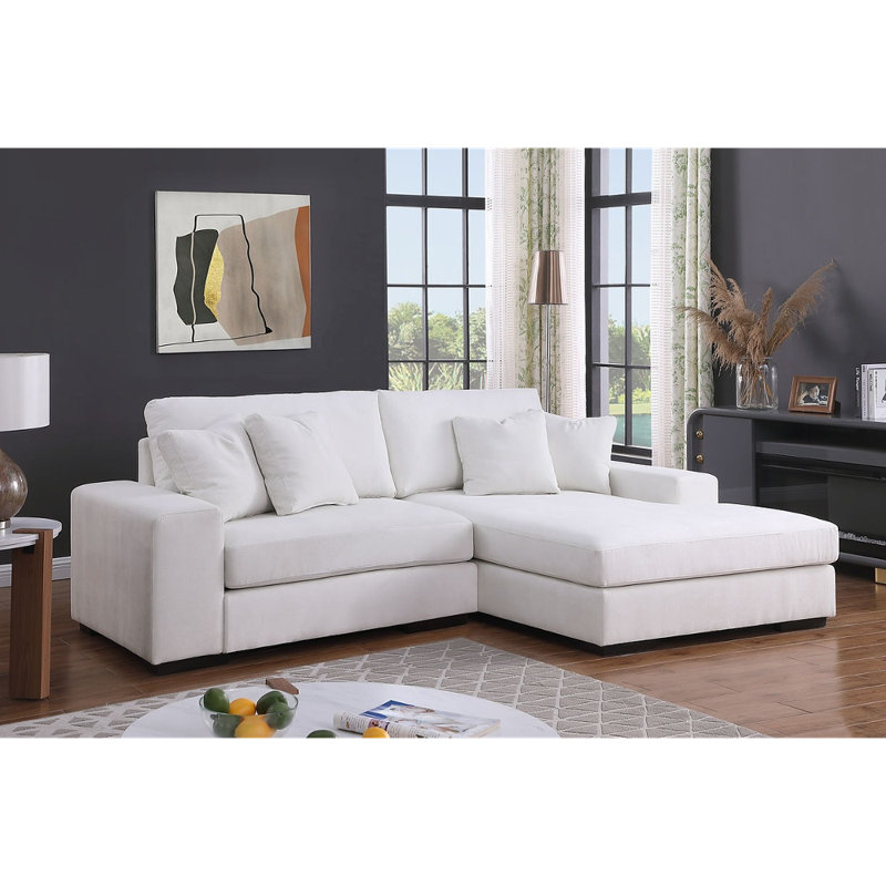 Canapé modulaire 2 pièces Mikeria, Chenille crème
