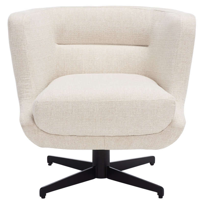 Arnelle Upholstered Swivel Barrel Chair, 100% Polyester Cream 