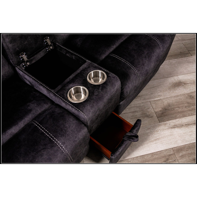 Console Recliner Loveseat - Manual Recline, Storage Drawer & Removable Cup Holders For Ultimate Comfort And Convenience, Gray