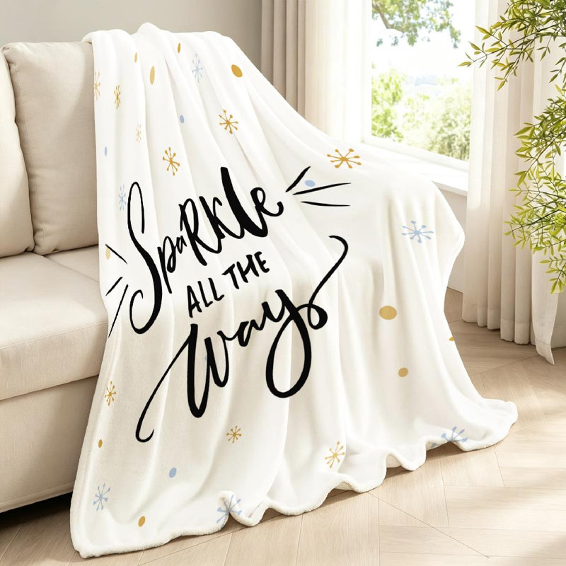 Jeté en molleton noir ultra doux en flanelle, imprimé recto Sparkle All The Way, Throw 40" x 50"