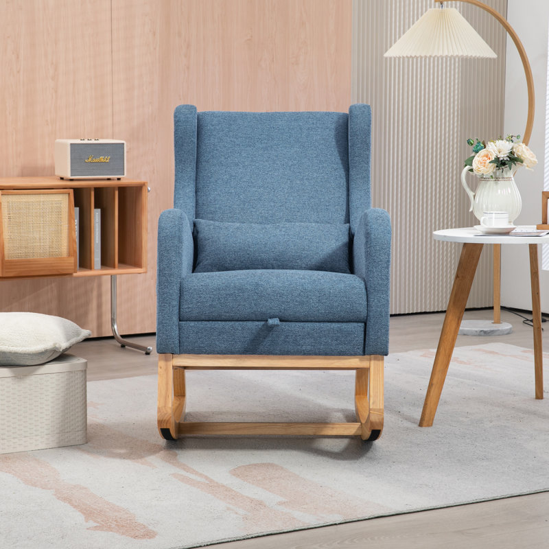 Chaise berçante Jakela, Naturel, Bleu