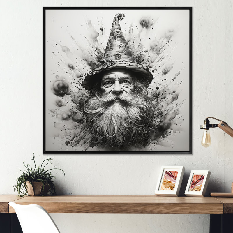 Minimalisme fée naine sur toile, H 36 po x l 36 po x P 1,5 po, Cadre flottant noir