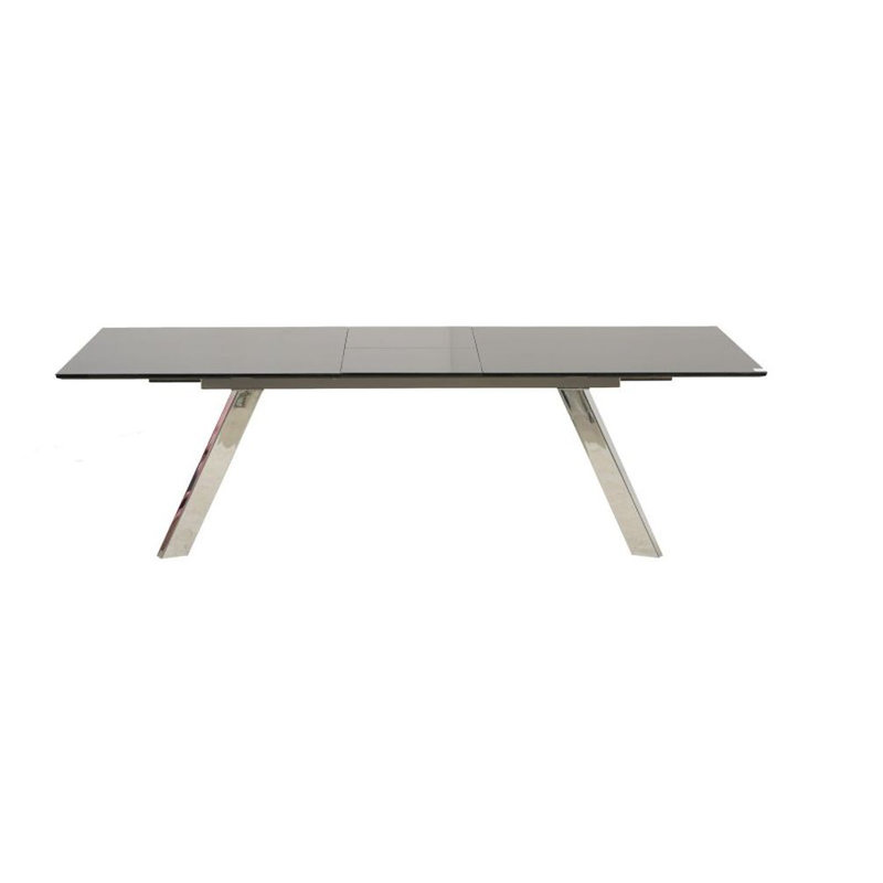 Table de salle à manger à rallonge noire avec rallonge papillon et pieds en acier