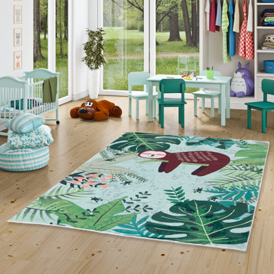 Crewkerne Power Loom Green/Red Rug