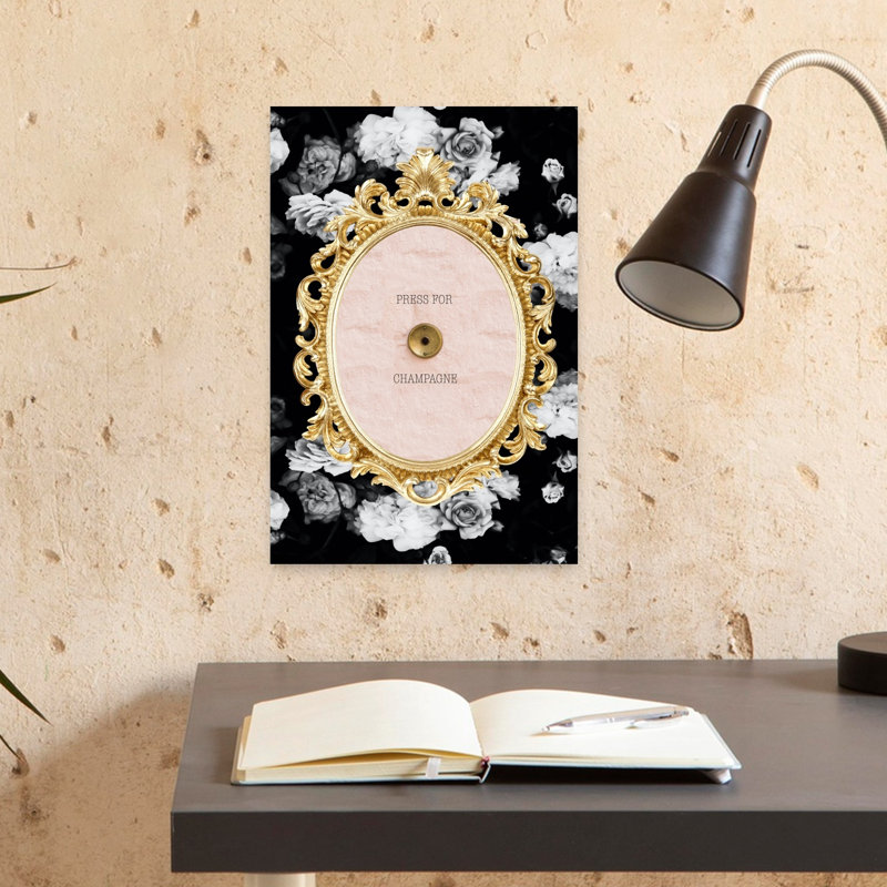 Glamorous Champagne Button Elegant Retro Romantic Rose Landscape Nature Wall Art Print by Talitha McQueen - Print