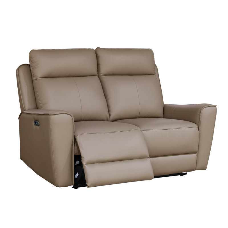 5 Seater Reclining Leather Sofa, Mushroom