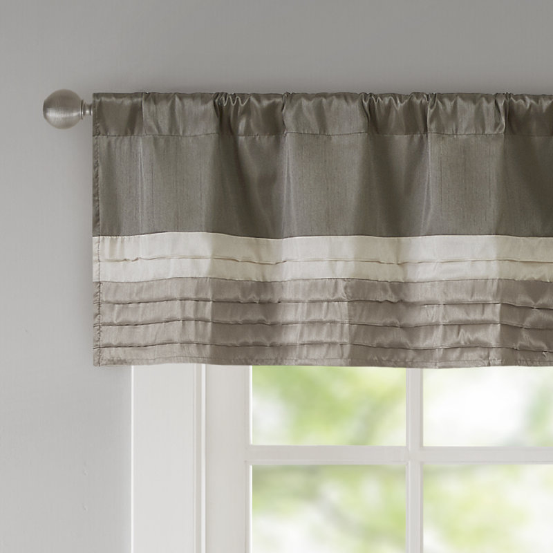 Natural Polyoni Pintuck Window Valance with Rod Pocket